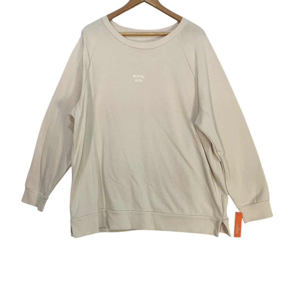 Colsie Women’s “Weekend Mood” Cream Long Sleeve Sweatshirt XL‎